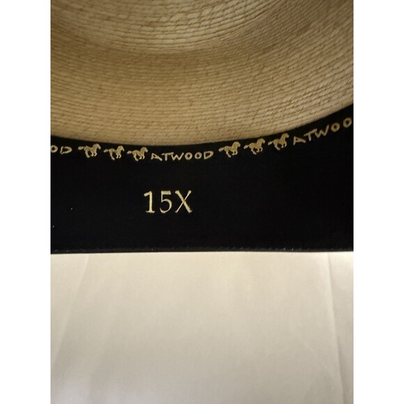 Atwood Nevada Palm Leaf  15x Long Oval  Size 7 1/8 Hat Natural Cowboy Rodeo GUC - Picture 15 of 16